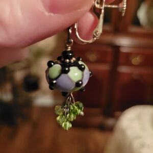 Green And Purple Screw Back Dangle earrings